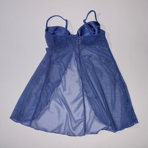 La Senza Lingerie Blue Semi Sheer Underwired Babydoll With An Open Front Size M - Picture 2 of 4